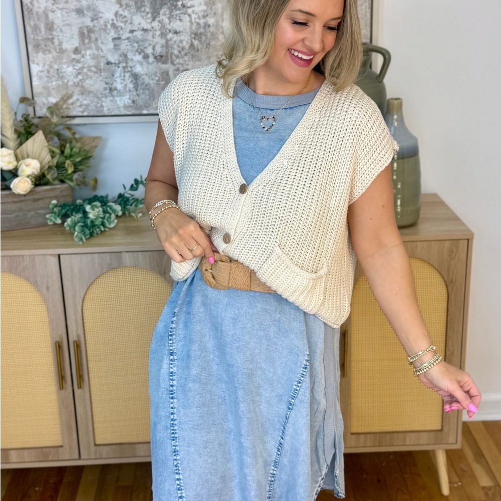 Doe & Rae Light Blue Midi Dress - Picture 3 of 7